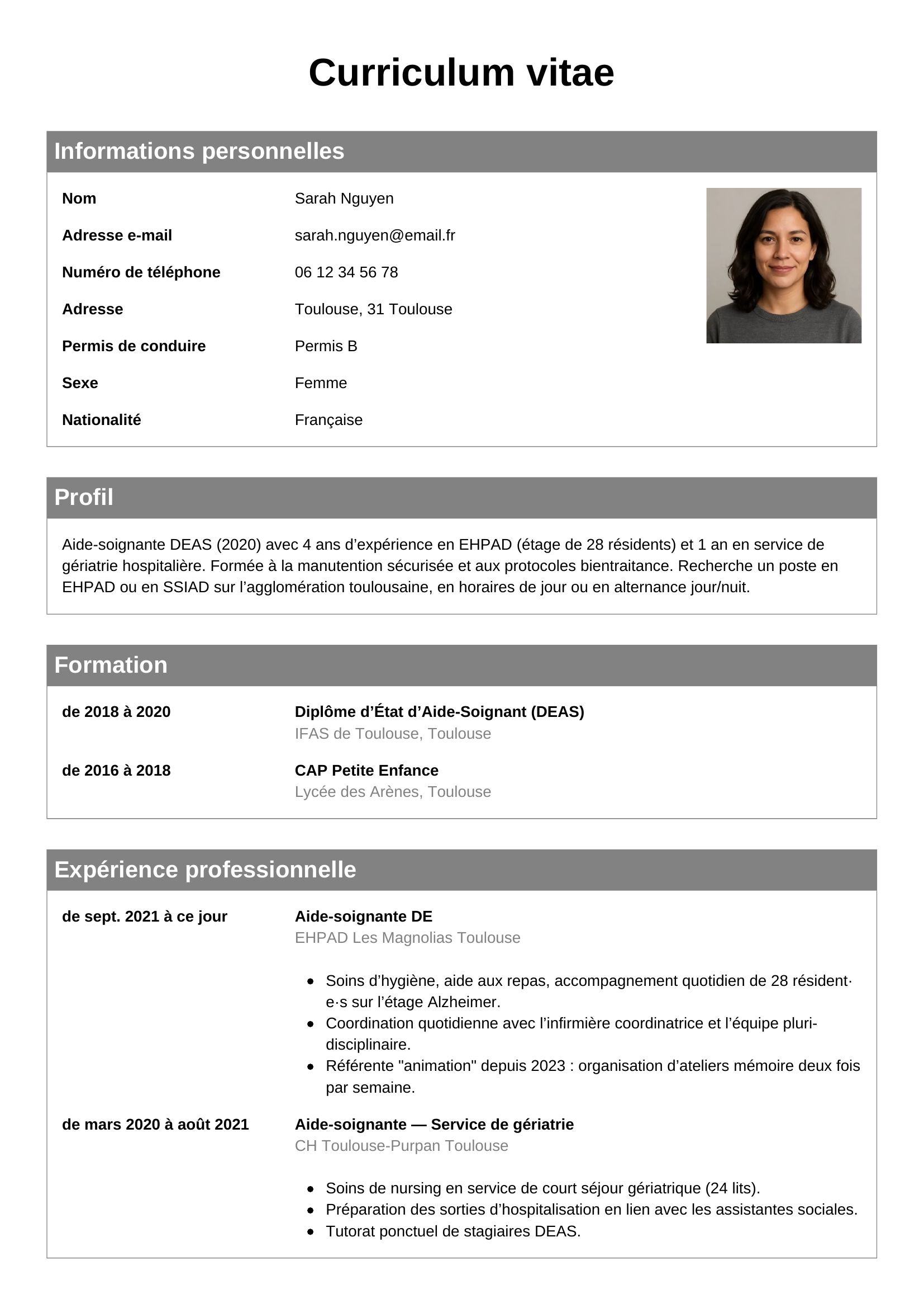 Modèle de CV Classique