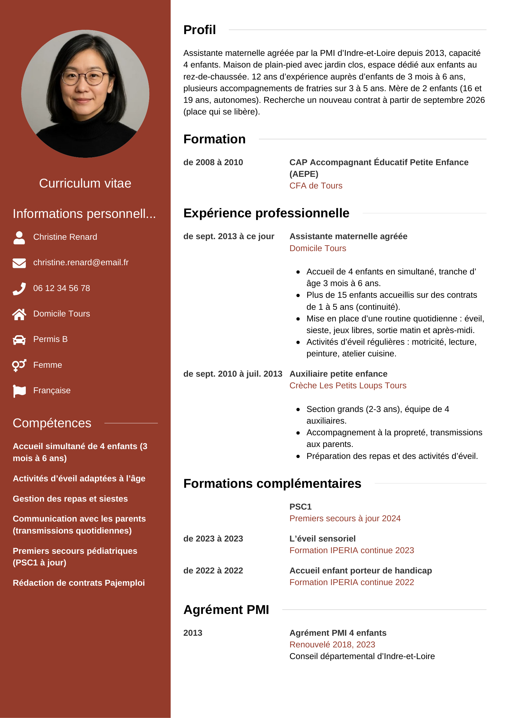 Exemple de CV assistante maternelle
