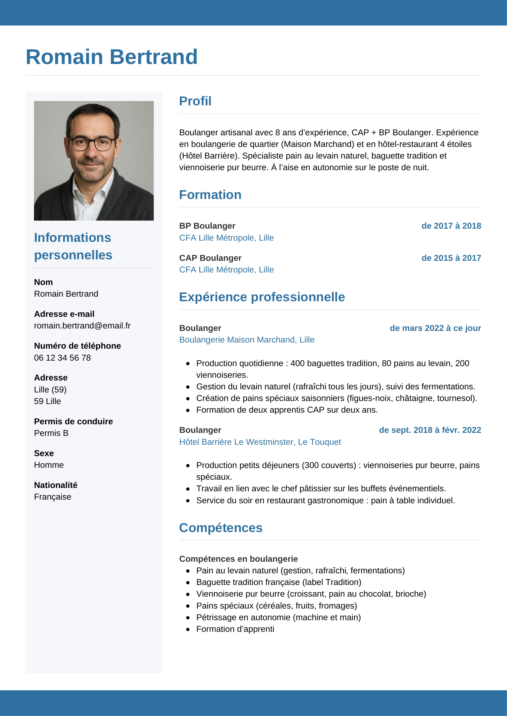 Modèle de CV Horizontal