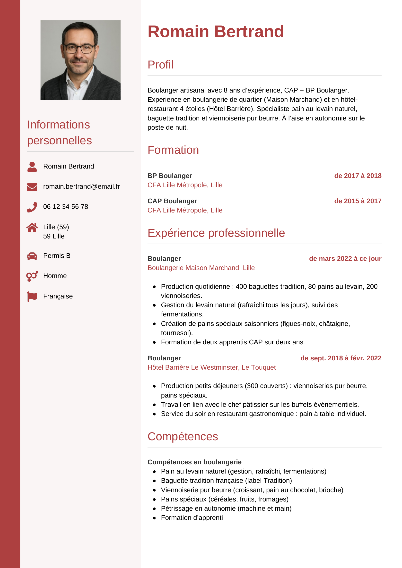 Modèle Vertical — exemple de CV Boulanger