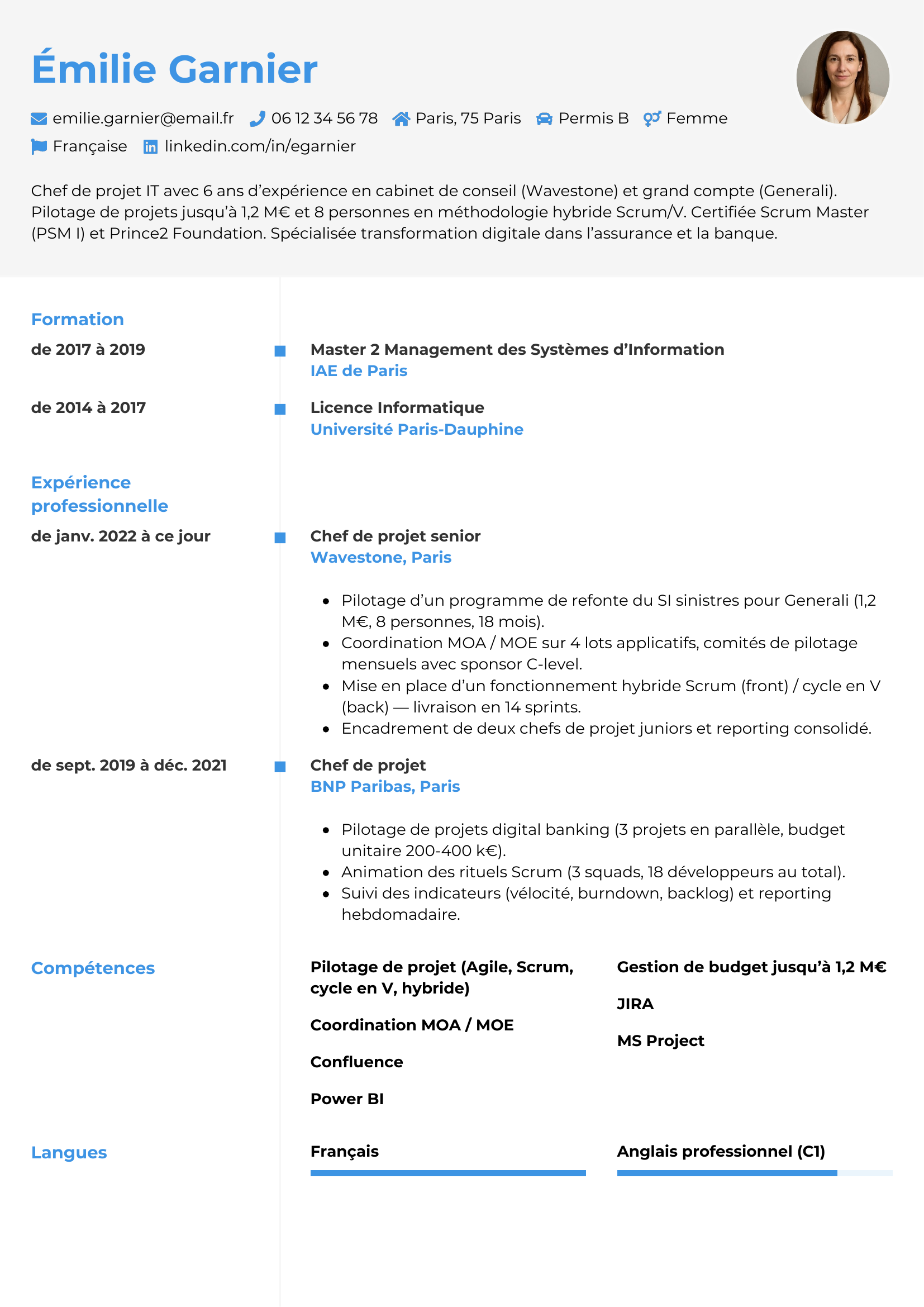 Modèle de CV Chrono