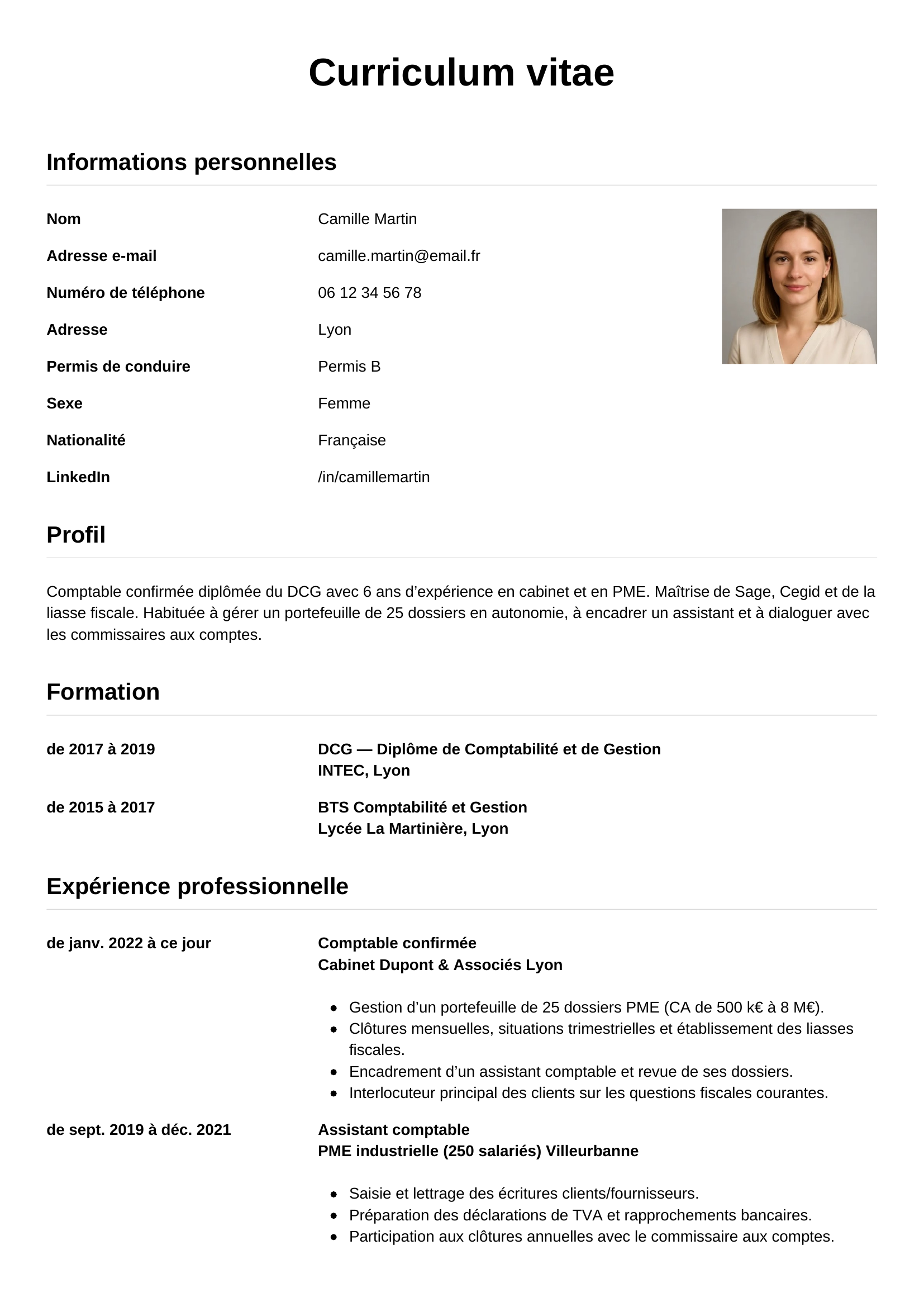 Modèle de CV Simple