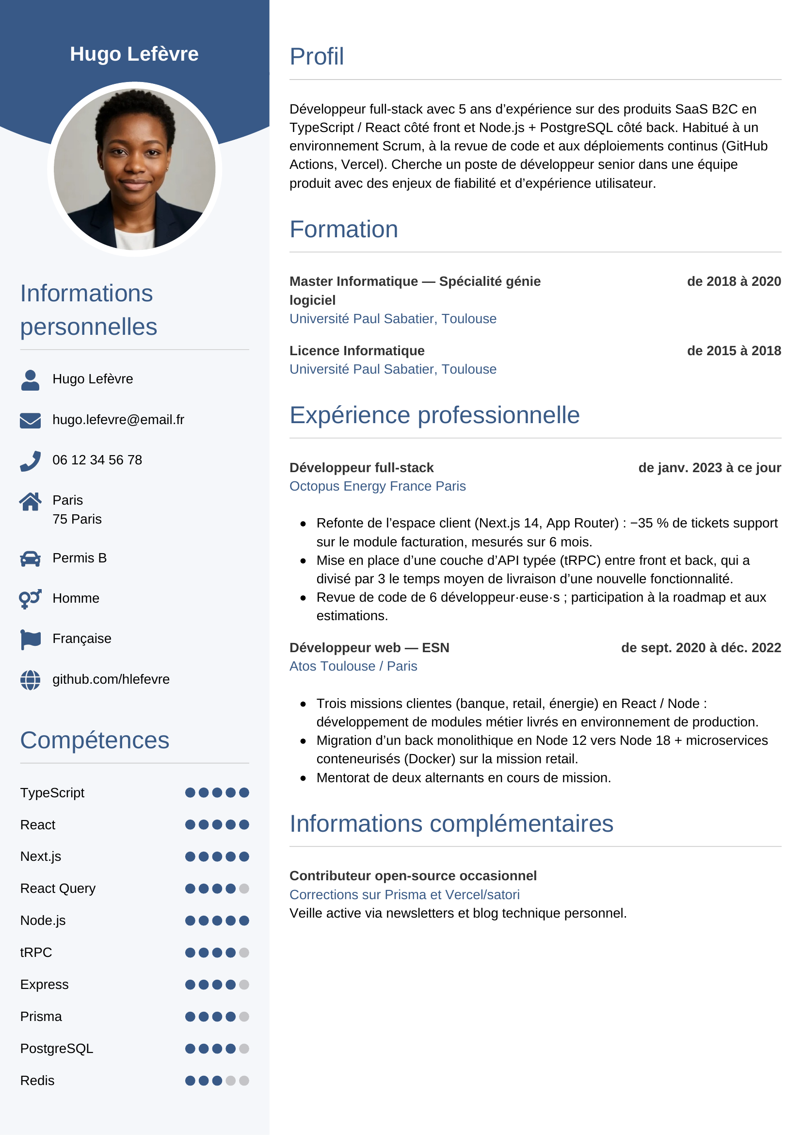 CV développeur — modèle circulaire