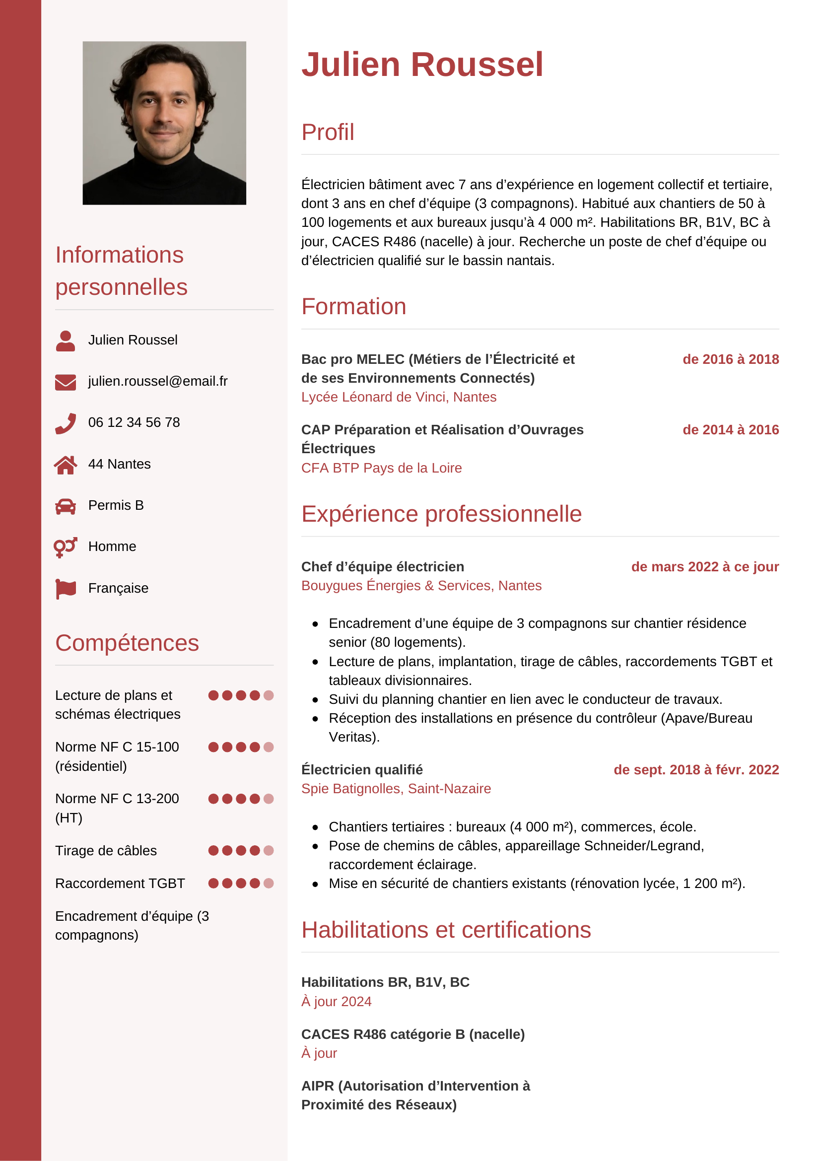 Modèle de CV Vertical