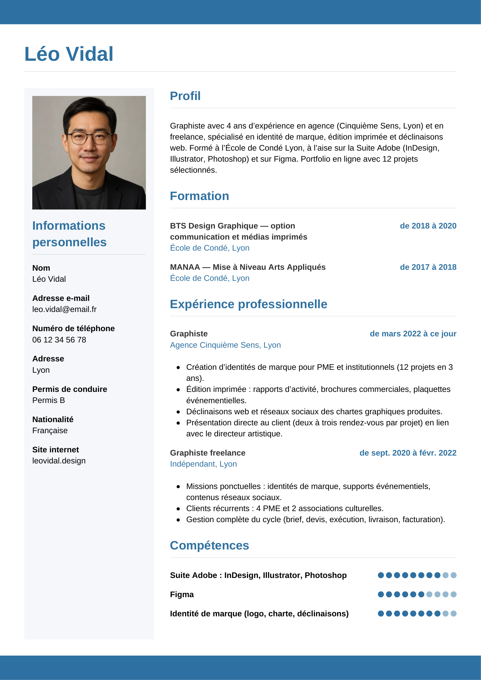 Modèle Horizontal — exemple de CV Graphiste