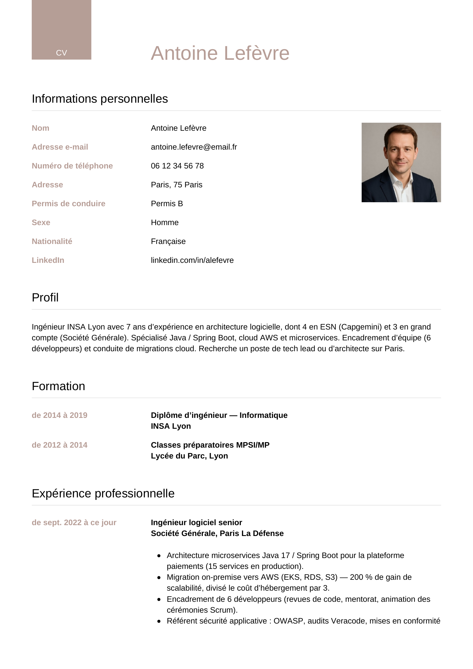 Modèle de CV Luxe