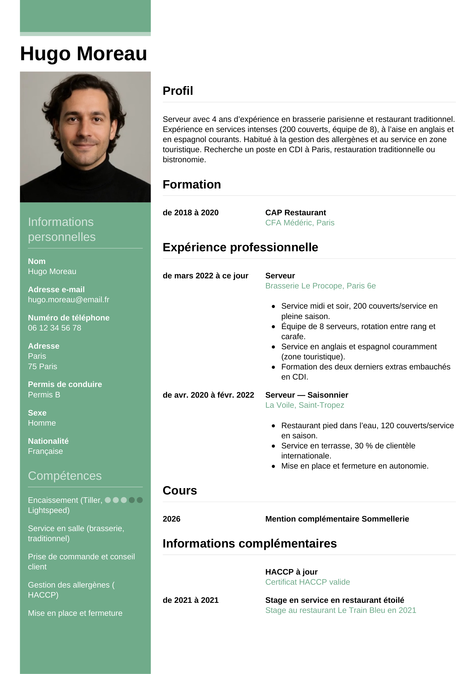 Modèle de CV Informel