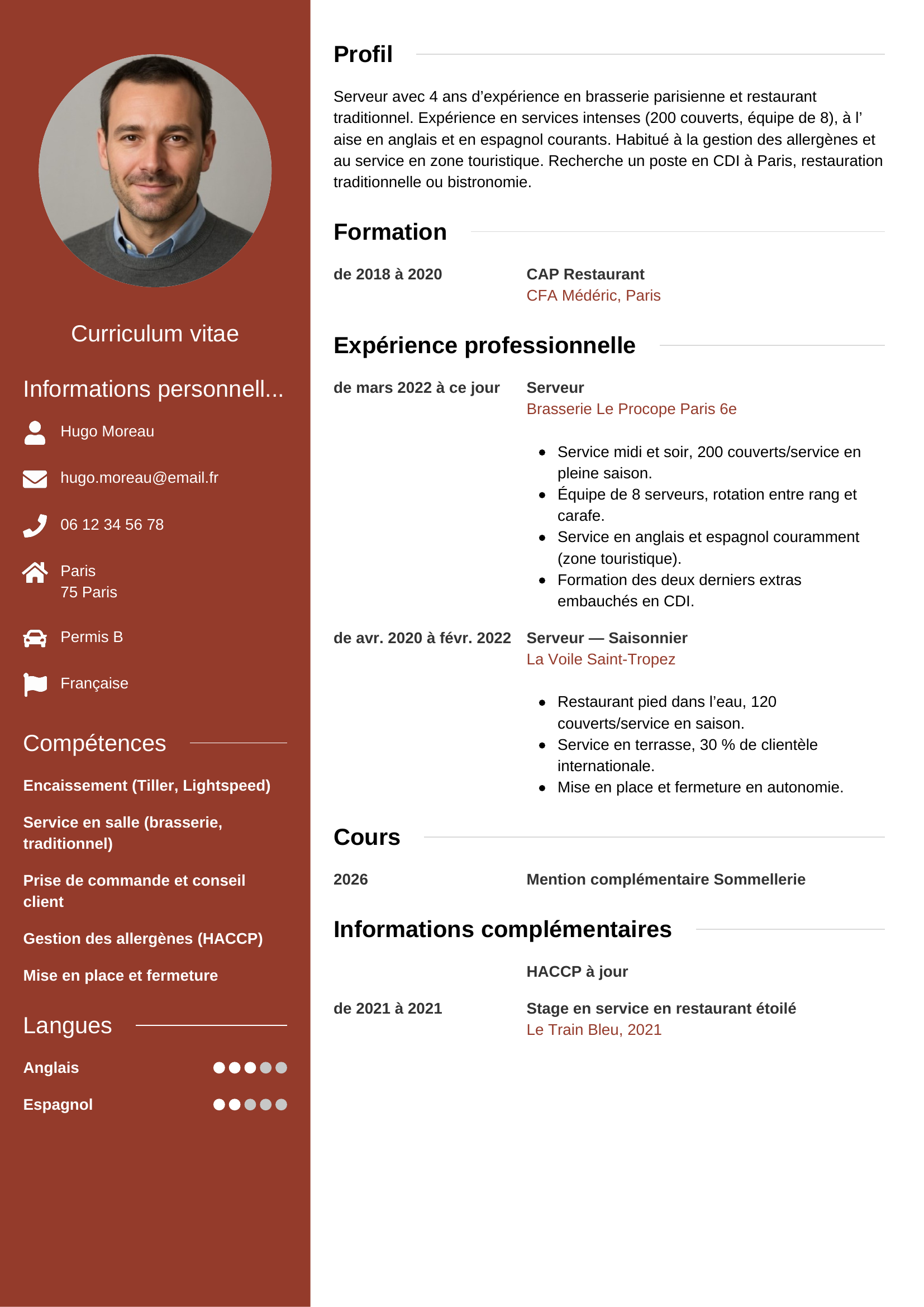 Exemple de CV serveur