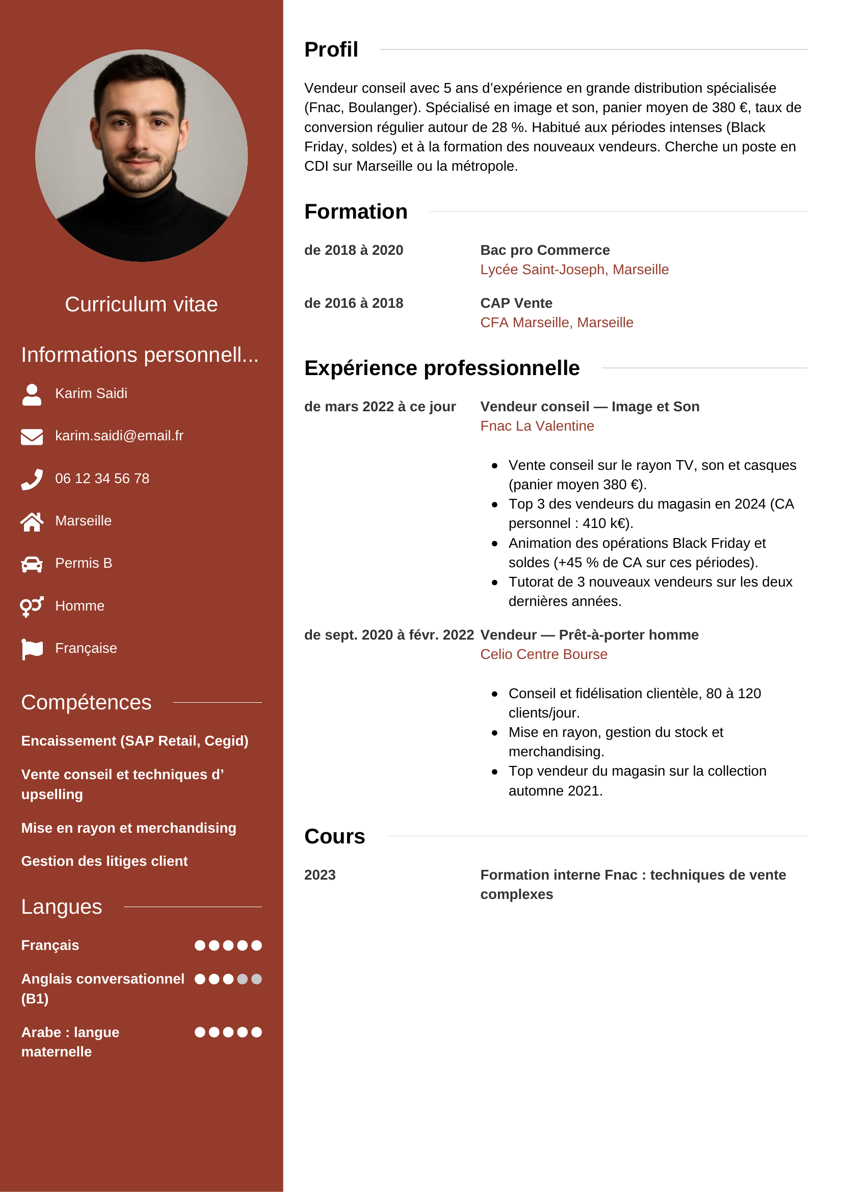 Exemple de CV vendeur